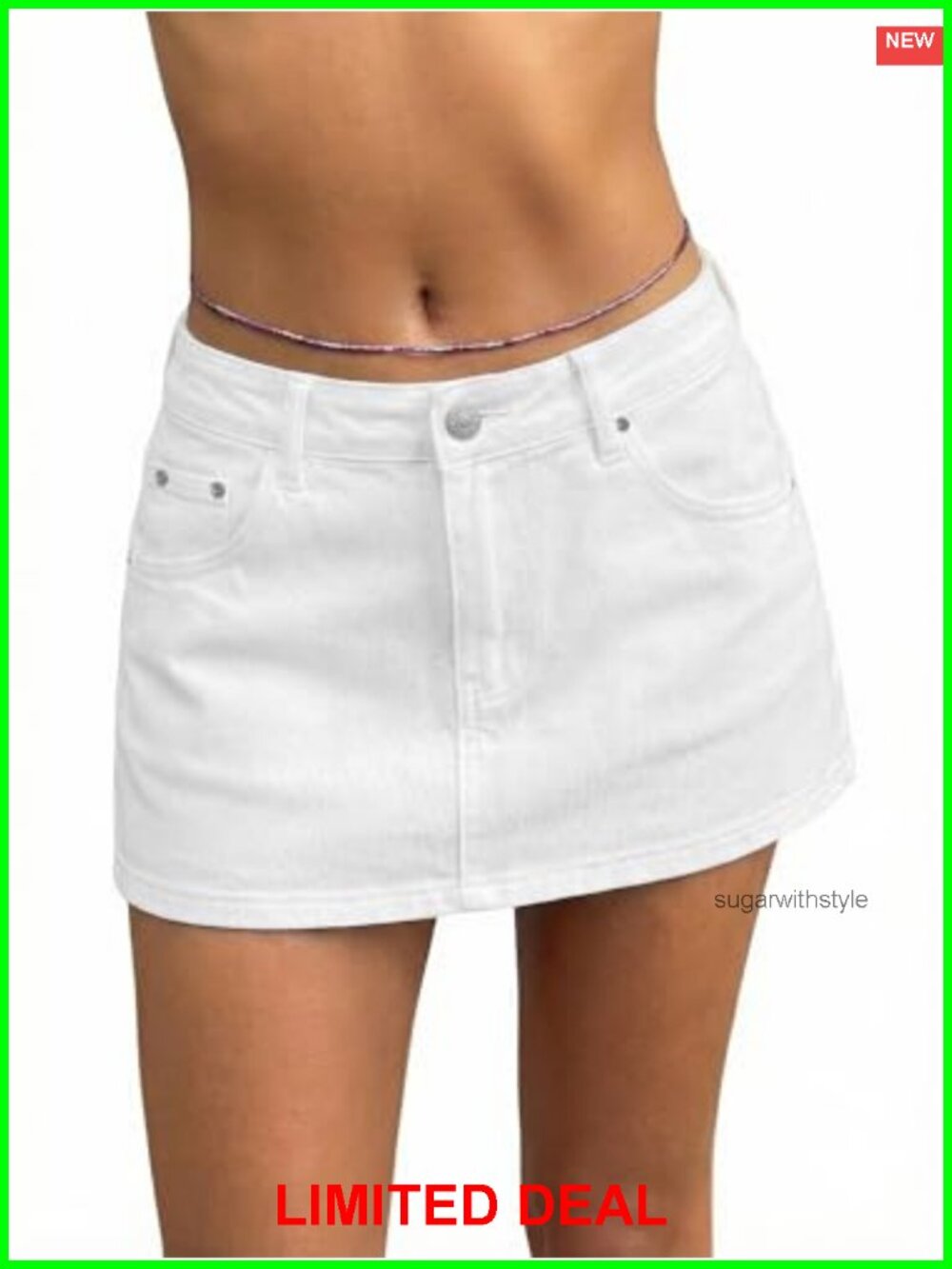 EMMIOL Denim Skort Stretchy Mid Waist Mini Y2K Women's Skirt